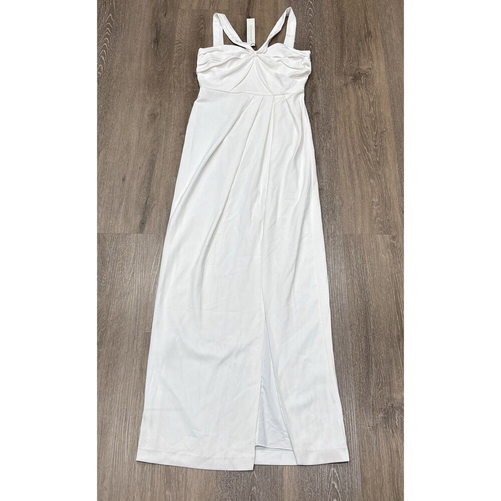ML Monique Lhuillier White Maxi Dress 4 Formal Evening Bridal Front Slit NEW - Picture 3 of 16